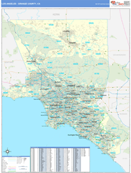 Los Angeles-Orange Basic Wall Map